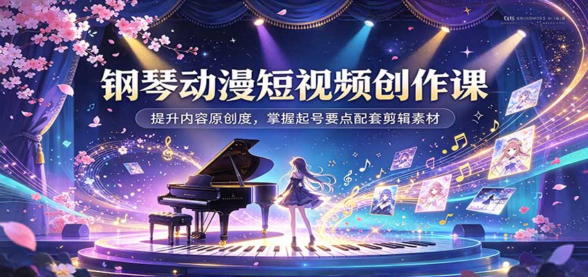 钢琴动漫短视频创作课：提升内容原创度，掌握起号要点配套剪辑素材-离锋创库