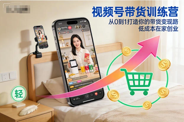 【精】视频号带货训练营,从0到1打造你的带货变现路,低成本在家创业-离锋创库