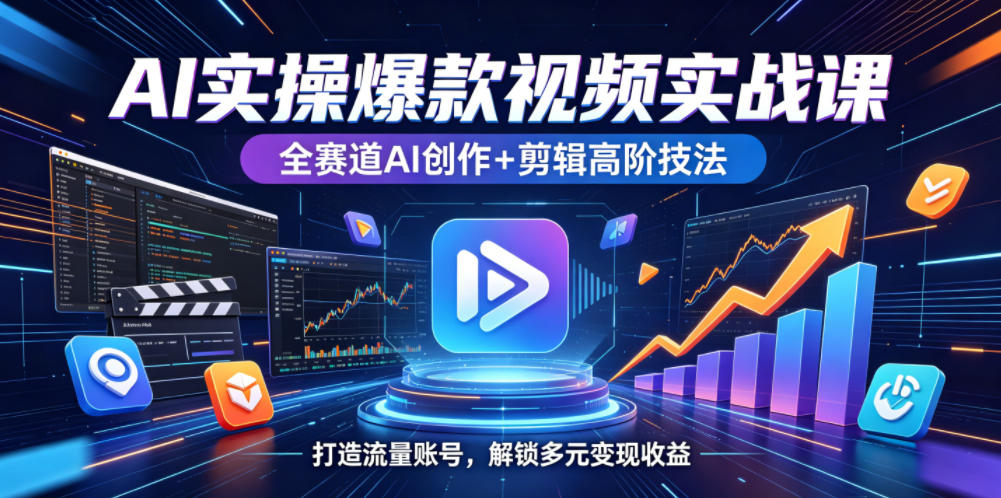 AI实操爆款视频实战课,全赛道AI创作+剪辑高阶技法,打造流量账号,解锁多元变现收益-离锋创库