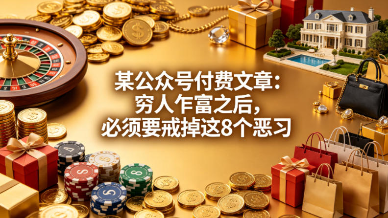 某公众号付费文章：穷人乍富之后，必须要戒掉这8个恶习-离锋创库
