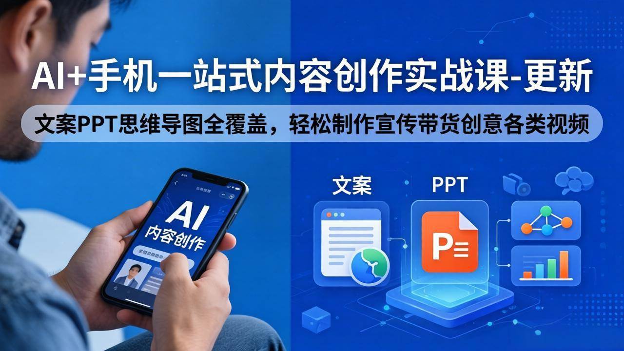 （18204期）AI+手机一站式内容创作实战课-更新，文案PPT思维导图全覆盖，轻松制作宣传带货创意各类视频-离锋创库