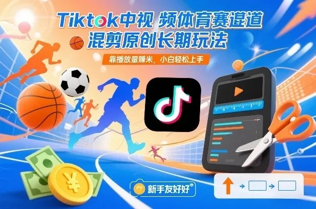 Tiktok中视频体育赛道混剪原创长期玩法，靠播放量賺米，小白轻松上手-离锋创库