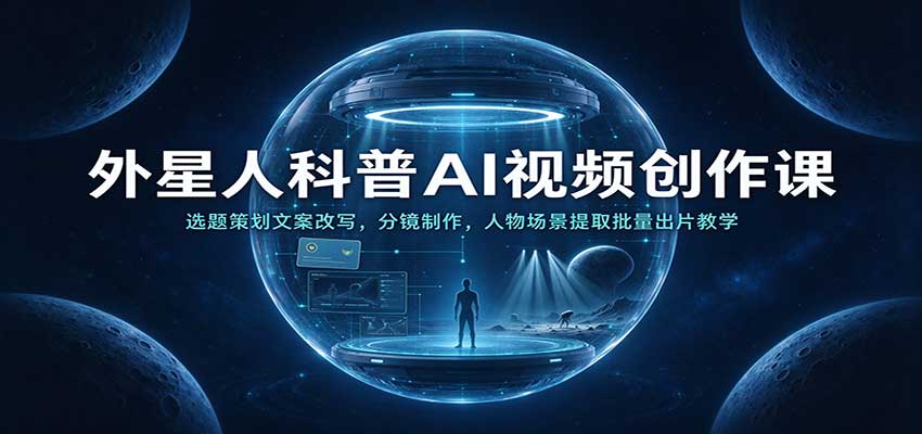 外星人科普AI视频创作课:选题策划文案改写,分镜制作,人物场景提取批量出片教学-离锋创库