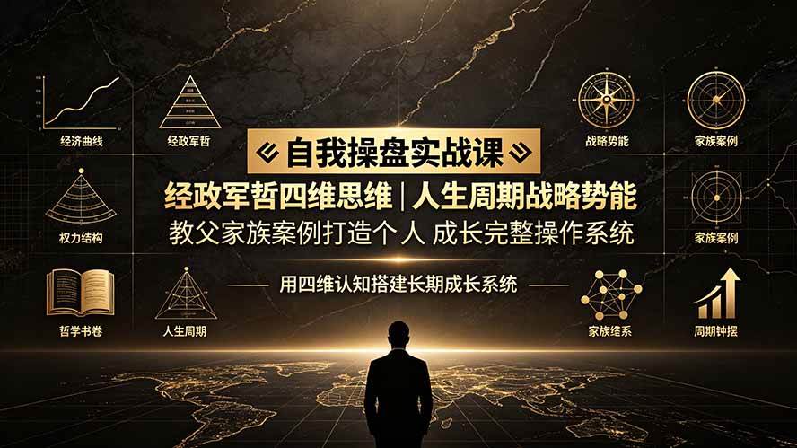 （19398期）自我操盘实战课：经政军哲四维思维｜人生周期战略势能｜教父家族案例打造个人成长完整操作系统-离锋创库