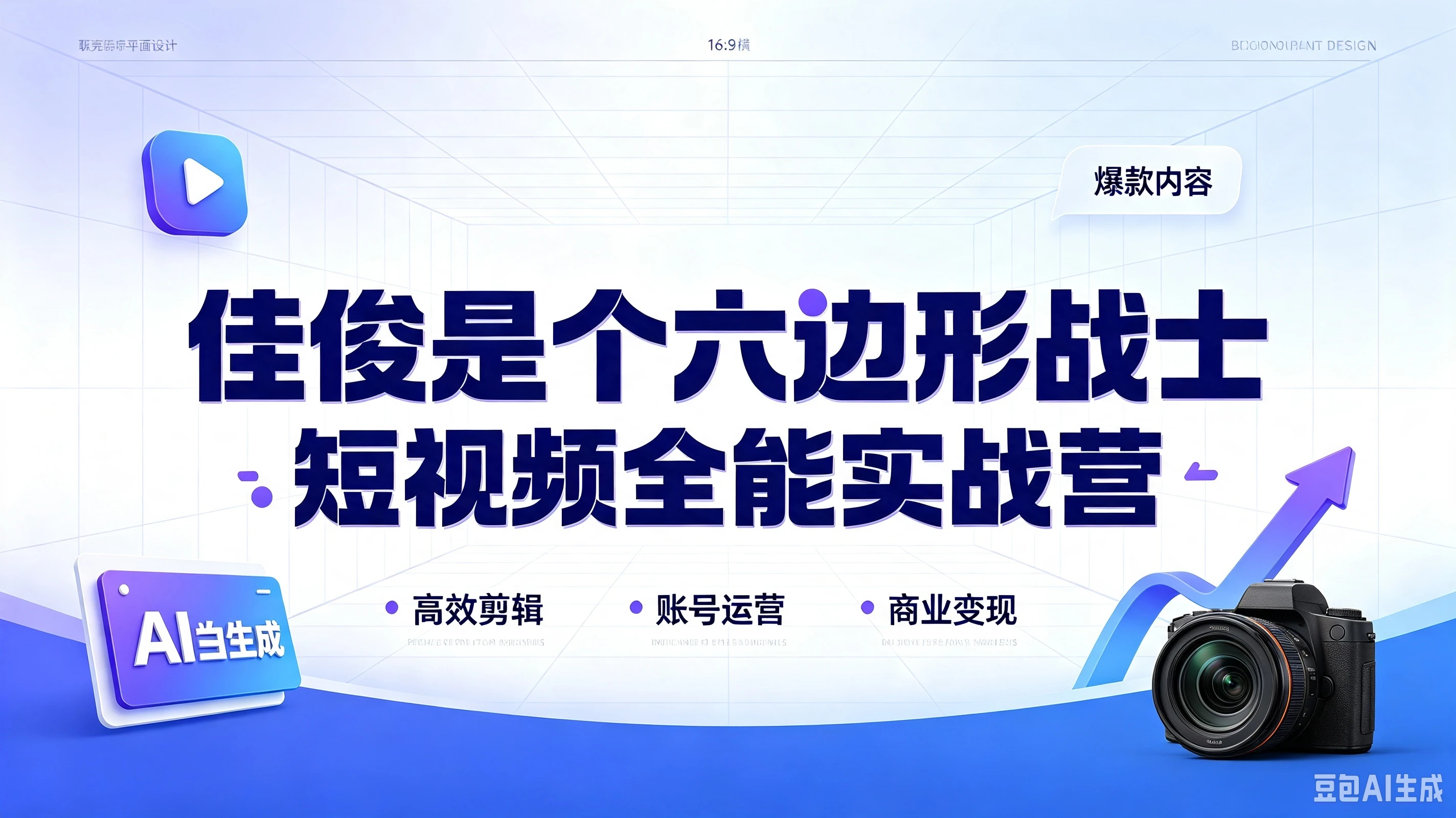 【精】佳俊是个六边形战士·短视频全能实战营，高效剪辑、账号运营、商业变现-离锋创库