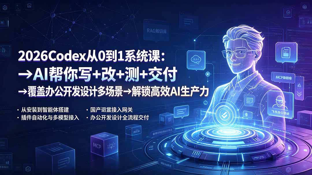 (19461期)2026Codex从0到1系统课:→AI帮你写+改+测+交付→覆盖办公开发设计多场景→解锁高效AI生产力-离锋创库