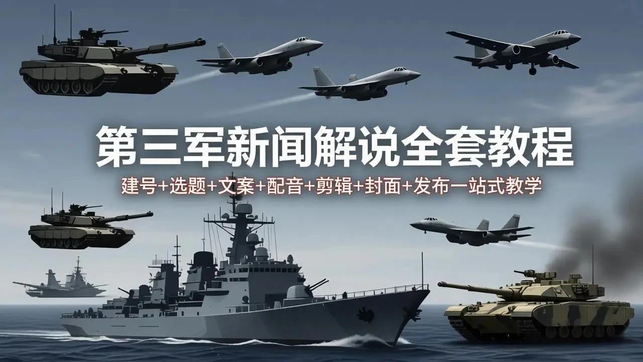 【精】第三军迷新闻解说全套教程：建号+选题+文案+配音+剪辑+封面+发布一站式教学-离锋创库