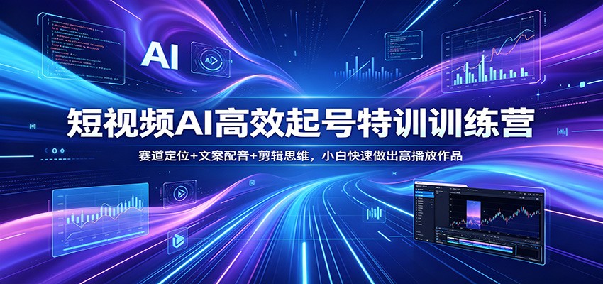 短视频AI高效起号特训训练营：赛道定位+文案配音+剪辑思维，小白快速做出高播放作品-离锋创库