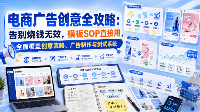 电商广告创意全攻略:告别烧钱无效,模板SOP直接用,全面覆盖创意策略、广告制作与测试系统【原创双语字幕】-离锋创库