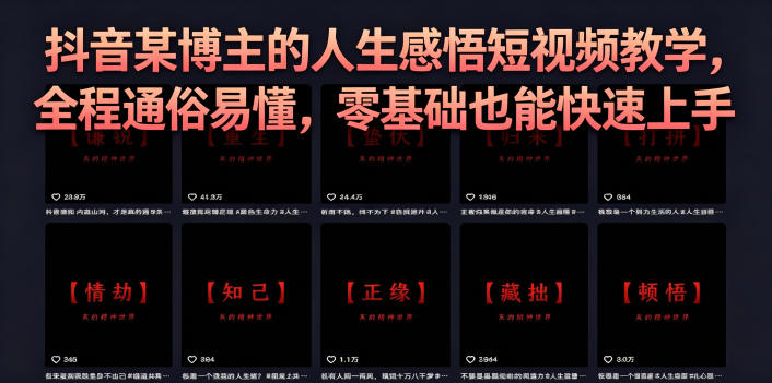 抖音某博主的灰太狼人生感悟短视频教学，全程通俗易懂，零基础也能快速上手-离锋创库