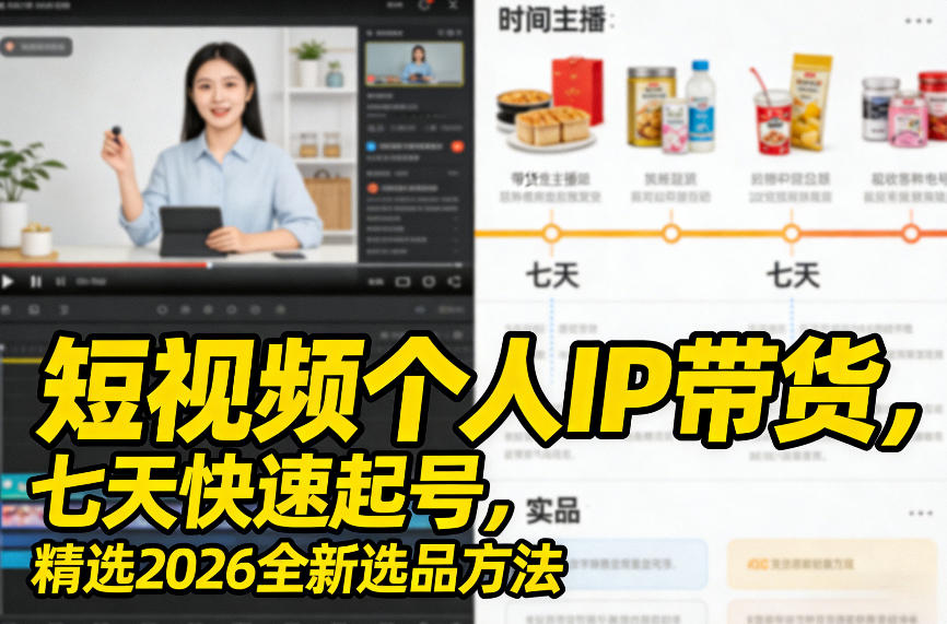 短视频个人IP带货，七天快速起号，精选2026全新选品方法-离锋创库