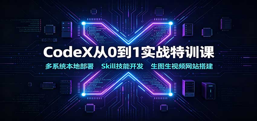 CodeX从0到1实战特训课：多系统本地部署，Skill技能开发，生图生视频网站搭建-离锋创库