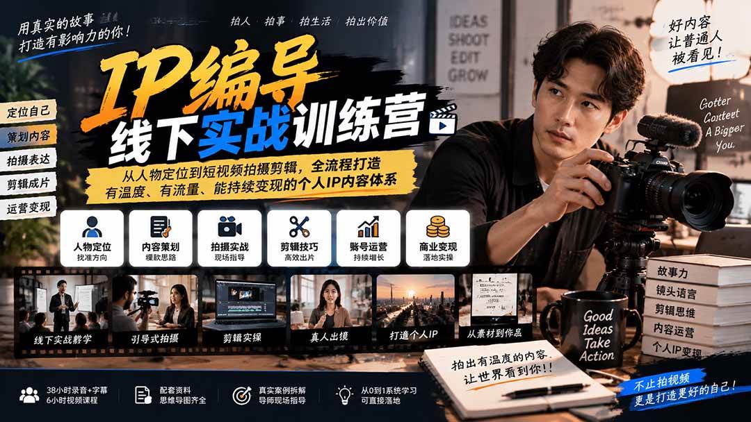 （20610期）IP编导线下实战训练营-更新：从人物定位到短视频拍摄剪辑，全流程打造有温度、有流量、能持续变现的个人IP内容体系-离锋创库