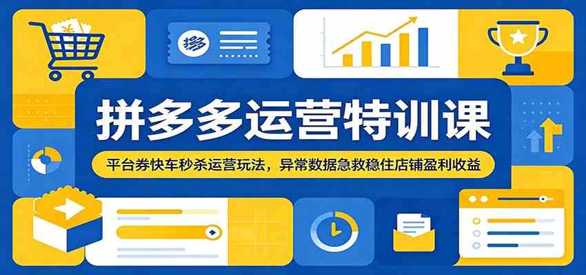 拼多多运营特训课：平台券快车秒杀运营玩法，异常数据急救稳住店铺盈利收益-离锋创库