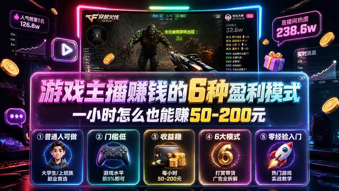 (19627期)付费文章:游戏主播赚钱的6种盈利模式,一小时怎么也能赚50-200元-离锋创库