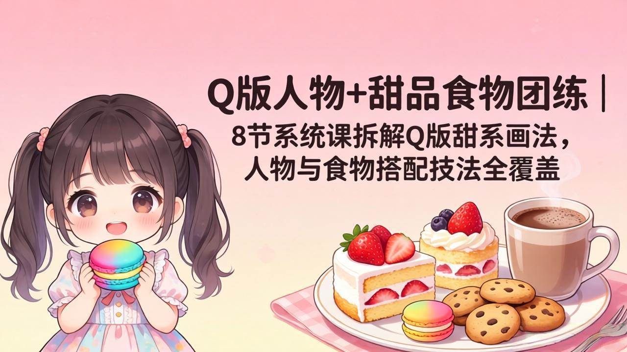 （18037期）Q版人物+甜品食物团练｜8节系统课拆解Q版甜系画法，人物与食物搭配技法全覆盖-离锋创库