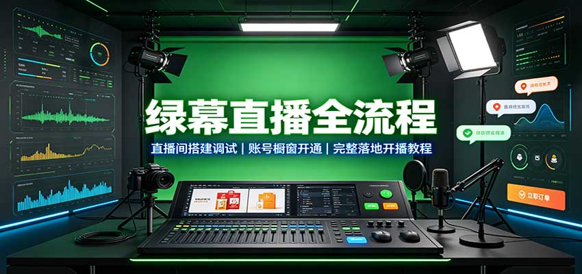 绿幕直播全流程：直播间搭建调试，账号橱窗开通，完整落地开播教程-离锋创库