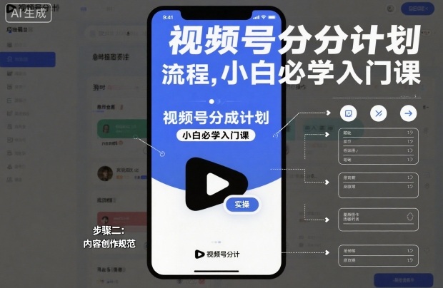 视频号分成计划实操流程,小白必学入门课-离锋创库