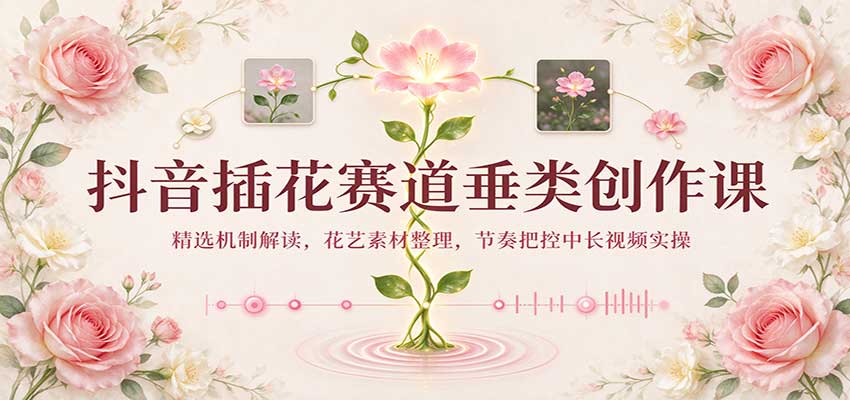 抖音插花赛道垂类创作课:精选机制解读,花艺素材整理,节奏把控中长视频实操-离锋创库