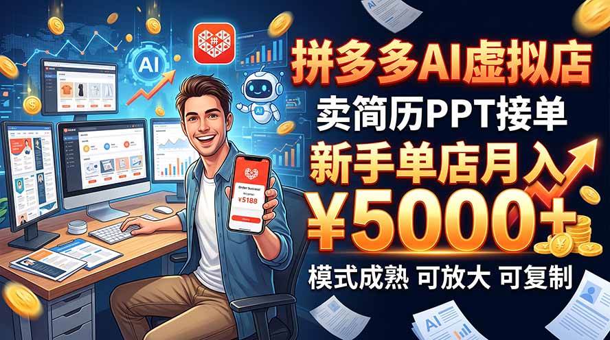 (20694期)开一家拼多多虚拟店,用AI卖简历PPT,单店月入1w+,可放大-离锋创库