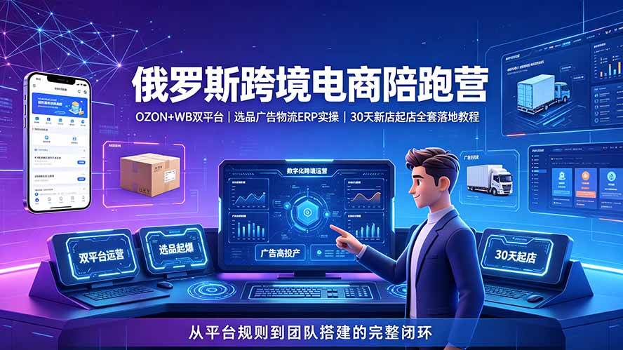 （19371期）2026俄罗斯跨境电商陪跑营：OZON+WB双平台｜选品广告物流ERP实操｜30天新店起店全套落地教程-离锋创库