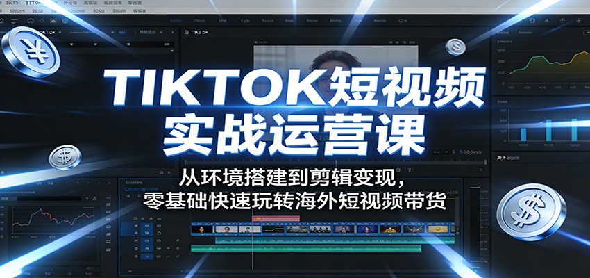 TIKTOK短视频实战运营课：从环境搭建到剪辑变现，零基础快速玩转海外短视频带货-离锋创库