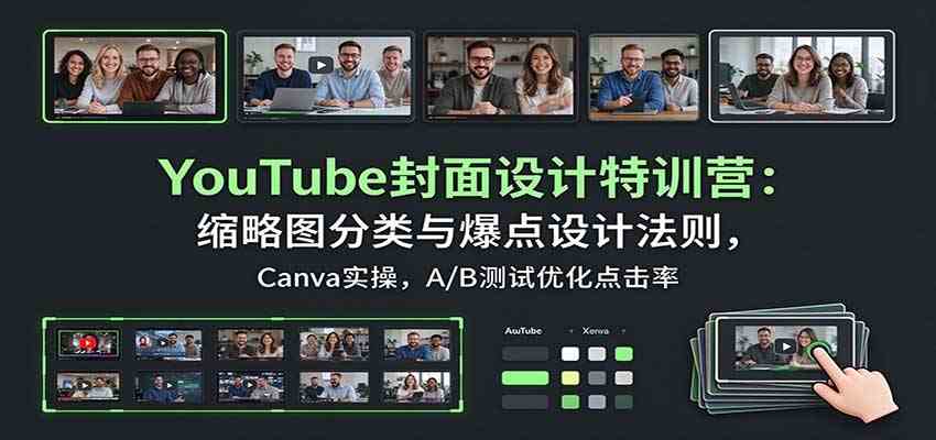 YouTube封面设计特训营:缩略图分类与爆点设计法则,Canva实操,A/B测试优化点击率-离锋创库