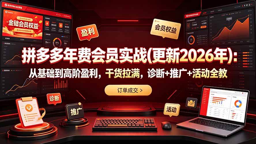 （19290期）拼多多年费会员实战(更新2026年)：从基础到高阶盈利，干货拉满，诊断+推广+活动全教-离锋创库