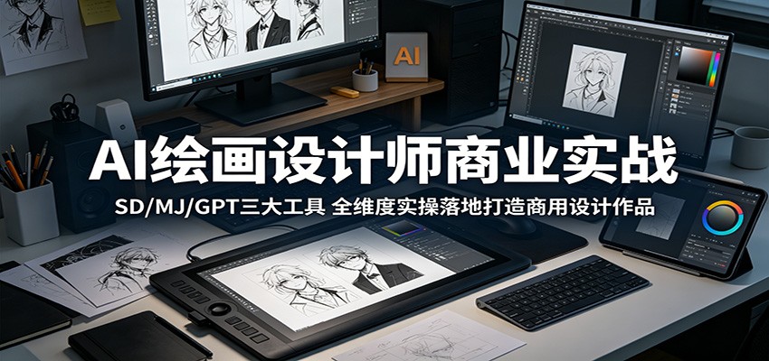 AI绘画设计师商业实战：SD/MJ/GPT三大工具，全维度实操落地打造商用设计作品-离锋创库