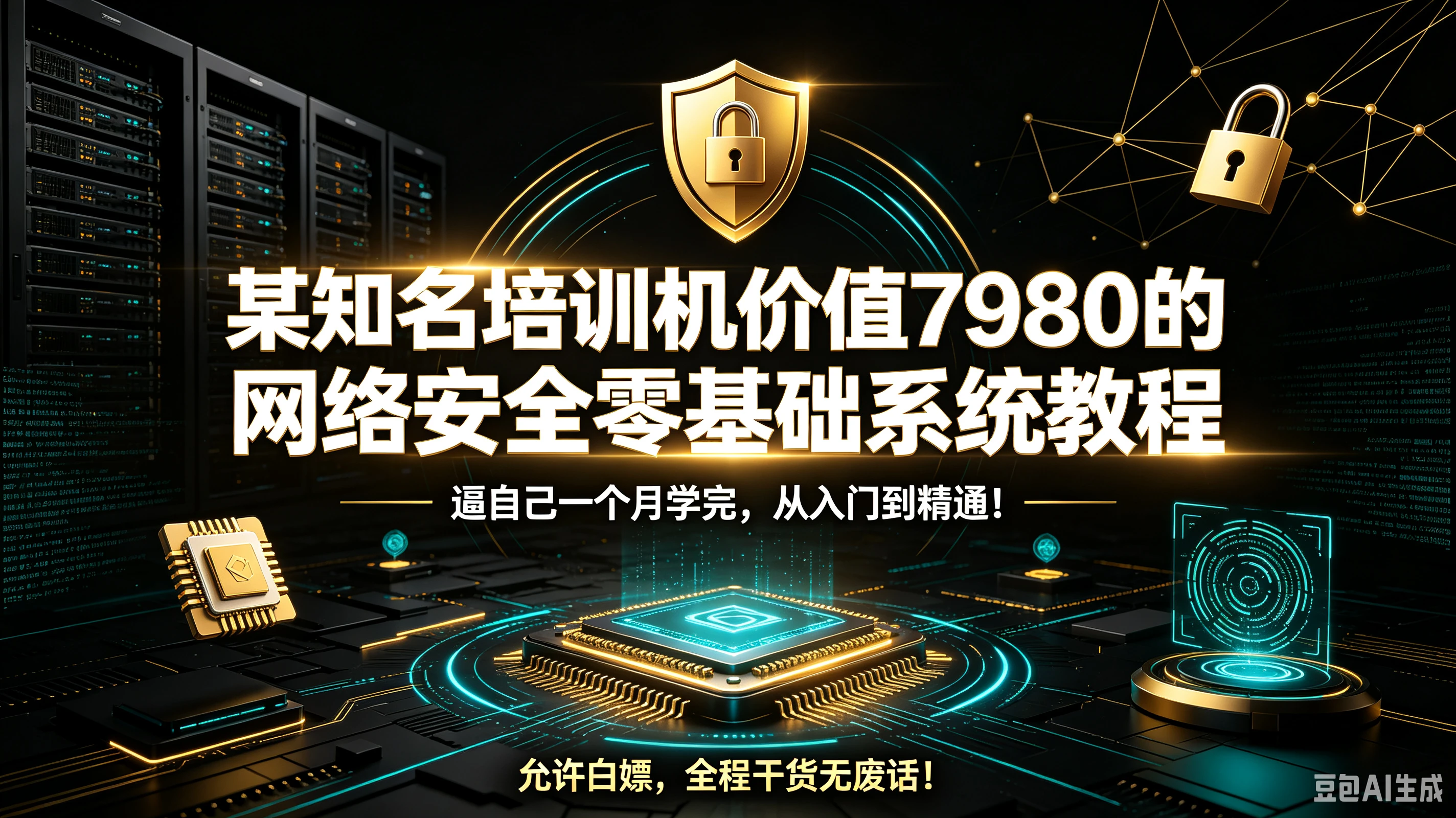 【精】某知名培训机价值7980的网络安全零基础系统教程，逼自己一个月学完，从入门到精通！允许白嫖，全程干货无废话！-离锋创库