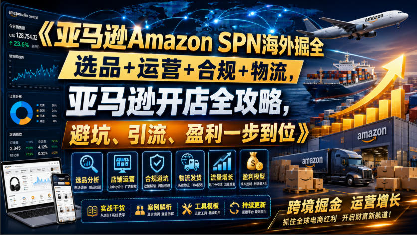 亚马逊Amazon SPN海外掘全，选品+运营+合规+物流，亚马逊开店全攻略，避坑、引流、盈利一步到位-离锋创库
