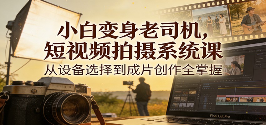 小白变身老司机，短视频拍摄系统课，从设备选择到成片创作全掌握-离锋创库