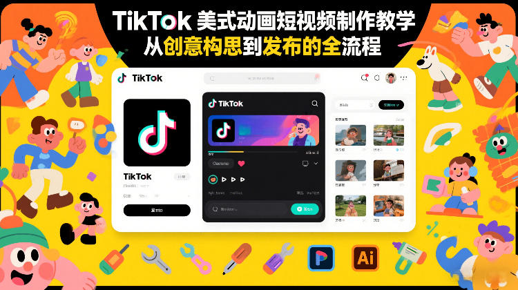 TikTok美式动画短视频制作教学，从创意构思到发布的全流程-离锋创库
