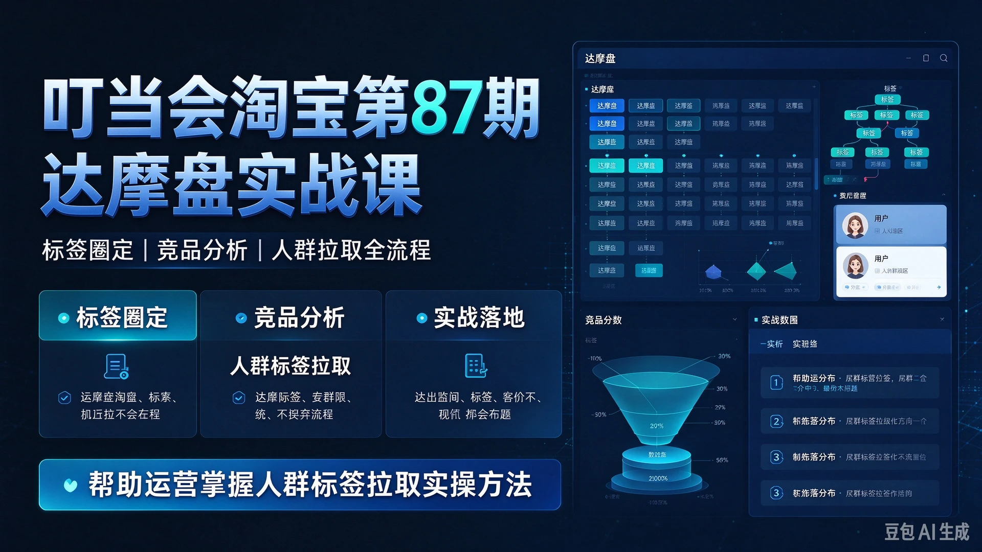 【精】叮当会淘宝第87期达摩盘侧重实战落地，讲解标签圈定与竞品分析，帮助运营掌握人群标签拉取实操方法-离锋创库