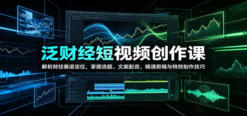 泛财经短视频创作课：解析财经赛道定位，掌握选题、文案配音，精通剪辑与特效制作技巧-离锋创库