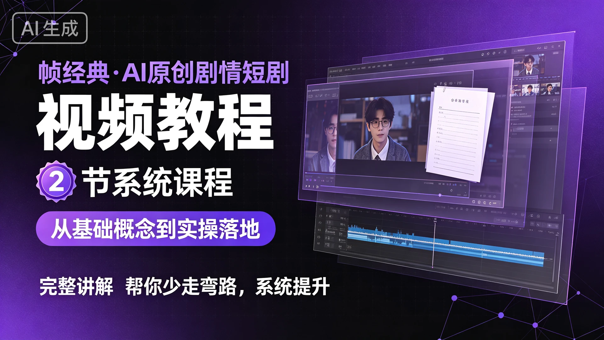 帧经典·AI原创剧情短剧视频教程，2 节系统课程，从基础概念到实操落地完整讲解，帮你少走弯路系统提升-离锋创库