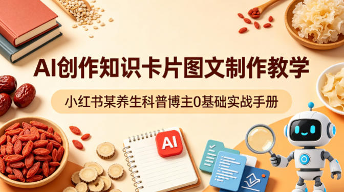 AI创作知识卡片图文制作教学，小红书某养生科普博主0基础实战手册-离锋创库