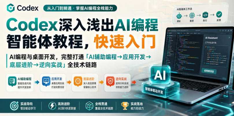 Codex深入浅出AI编程智能体教程，快速入门AI编程与桌面开发，打通「AI辅助编程→应用开发→底层进阶→逆向实战」全技术链路-离锋创库