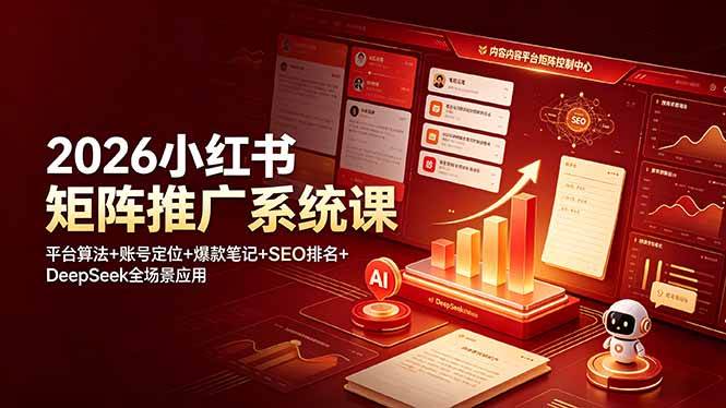 （19129期）2026小红书矩阵推广系统课：平台算法+账号定位+爆款笔记+SEO排名+DeepSeek全场景应用-离锋创库