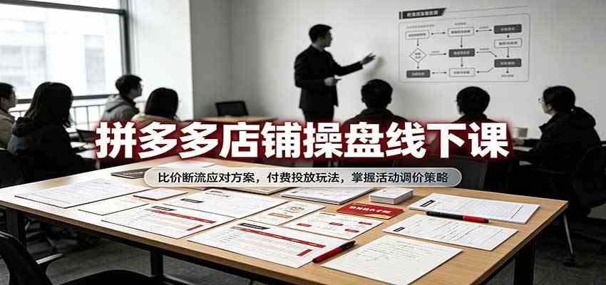 拼多多店铺操盘线下课：比价断流应对方案，付费投放玩法，掌握活动调价策略-离锋创库