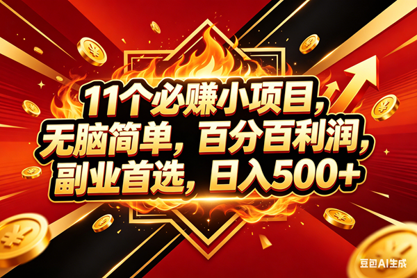 （18189期）11个必赚米小项目，百分百赚米，无脑简单，副业首选，日入500+-离锋创库