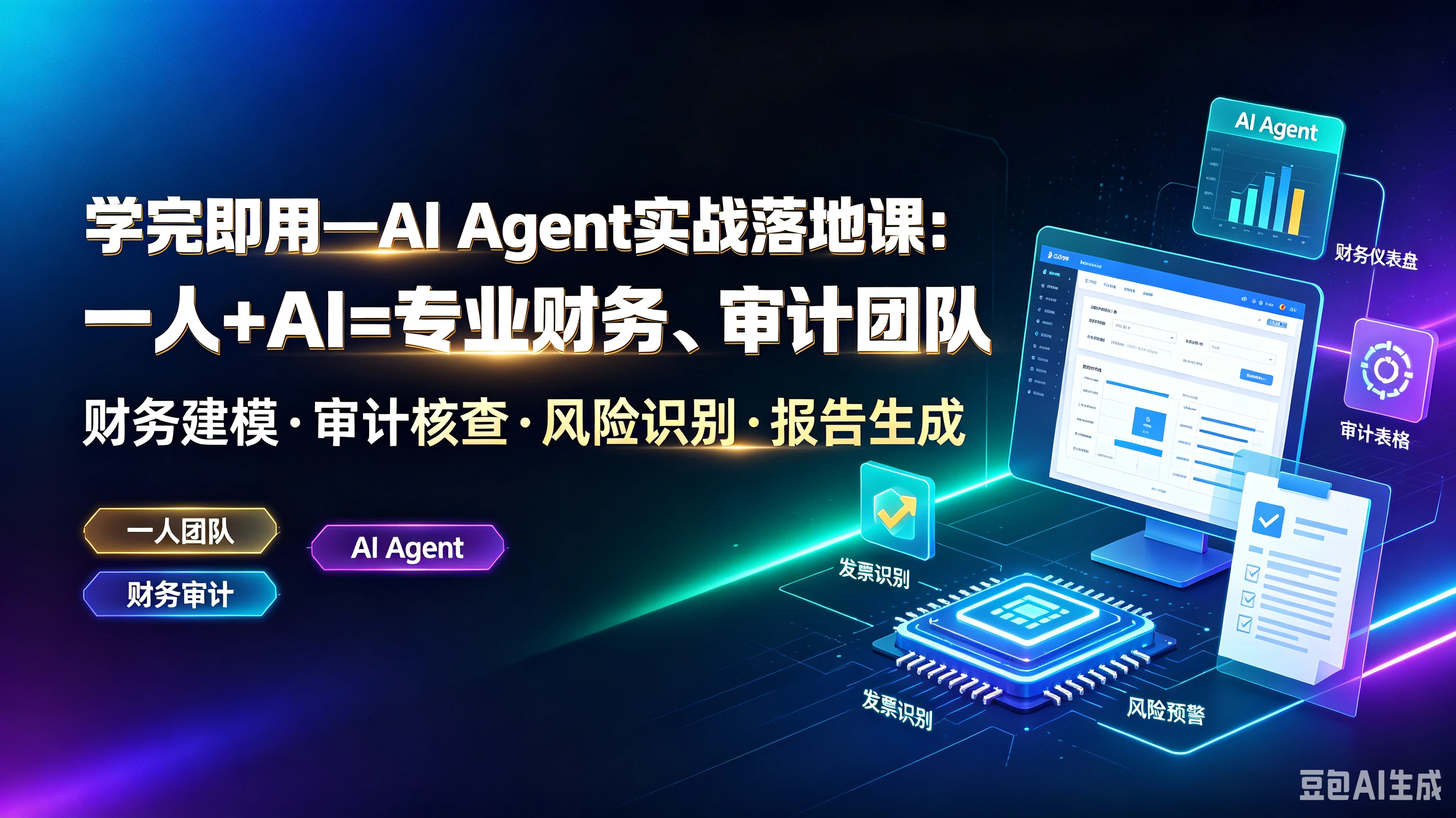 【精】学完即用一AlAgent实战落地课：一人+AI=专业财务、审计团队，财务建模·审计核查·风险识别·报告生成，一人团队、Al Agent、财务审计-离锋创库
