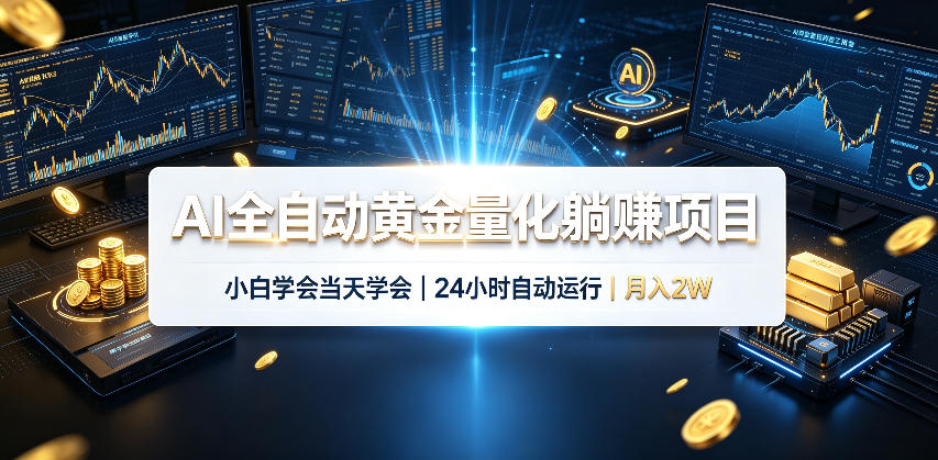 AI全自动黄金量化躺賺项目，小白学会当天学会，24小时自动运行，月入2W！【揭秘】-离锋创库