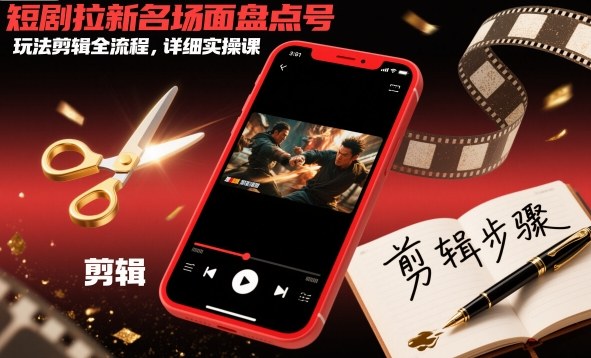 短剧拉新名场面盘点号玩法剪辑全流程,详细实操课-离锋创库