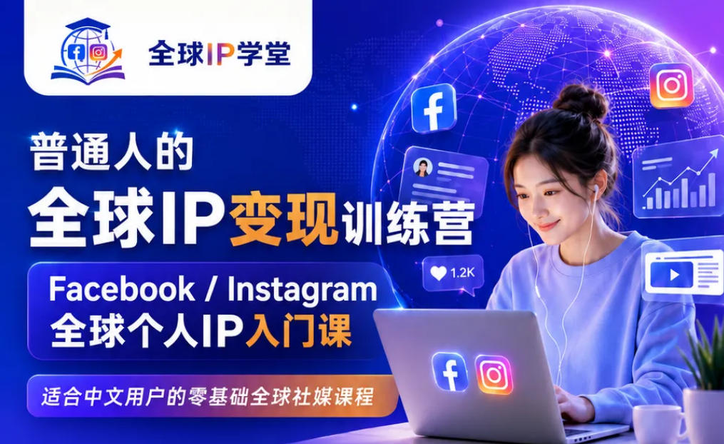 普通人的全球IP变现训练营,Facebook/Instagram全球个人IP入门课,零基础全球社媒课程-离锋创库