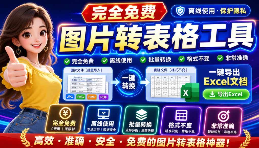 （19972期）图片表格识别提取工具，支持一键从图片中智能提取表格并导出Excel文件，可离线免网运行，FastTableOCR-离锋创库