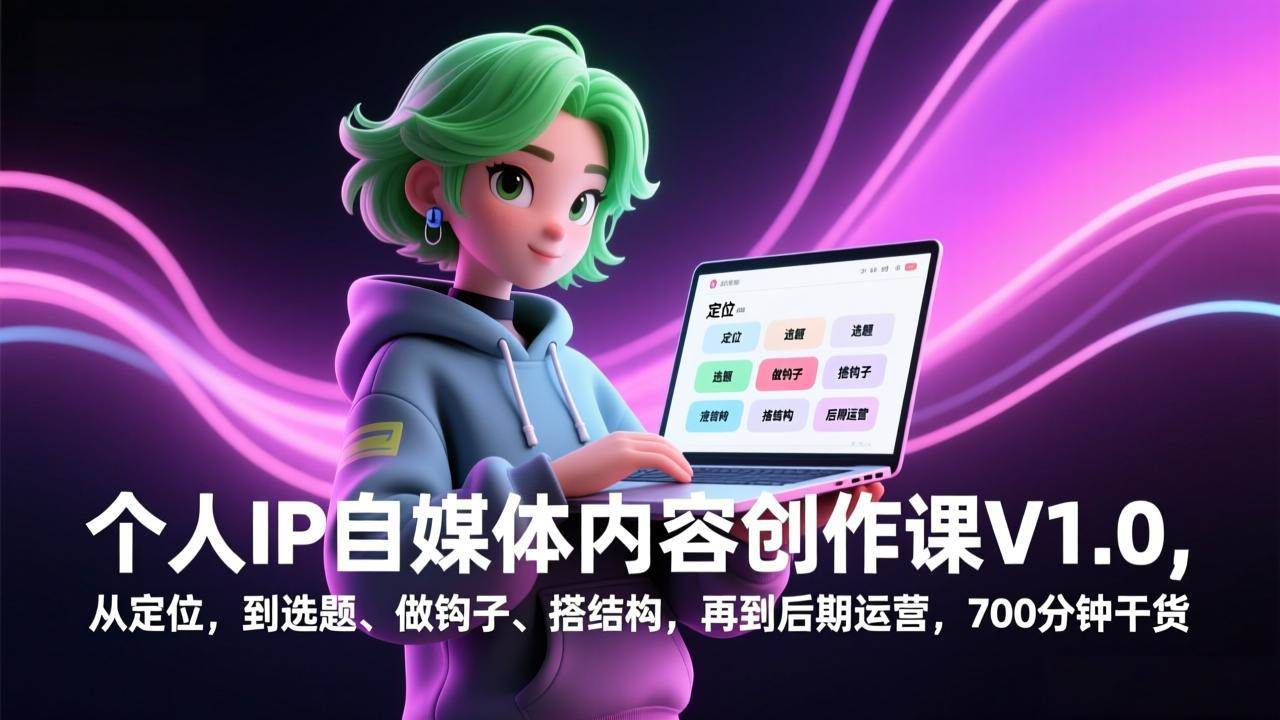 （17331期）个人IP自媒体内容创作课V1.0，从定位，到选题、做钩子、搭结构，再到后期运营，700分钟干货-离锋创库