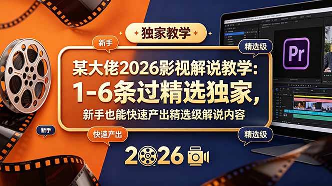 (18946期)某大佬2026影视解说教学:1-6条过精选独家,新手也能快速产出精选级解说内容-离锋创库