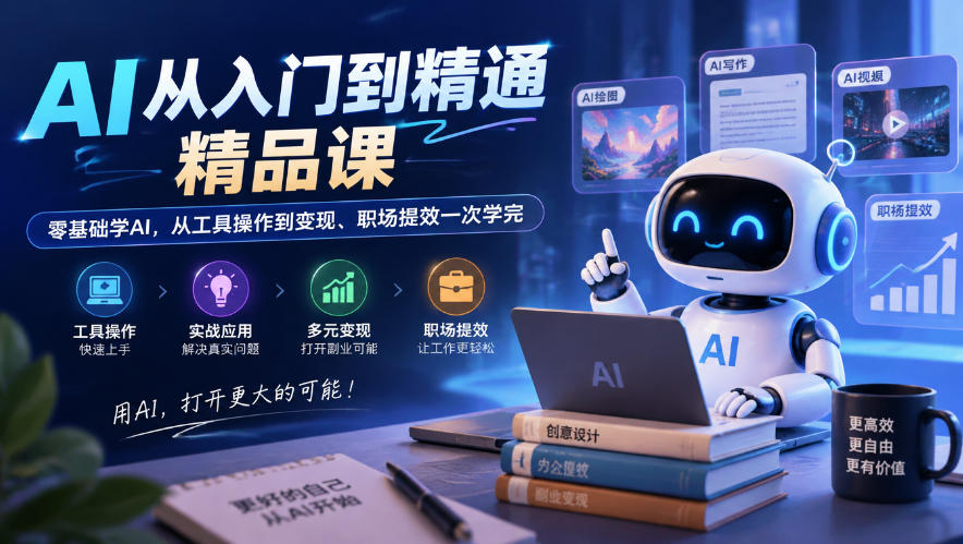 AI从入门到精通精品课，零基础学AI，从工具操作到变现、职场提效一次学完-离锋创库