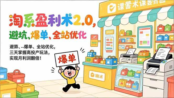（17127期）淘系盈利术2.0，避坑、爆单、全站优化，三天掌握高投产玩法，实现月利润翻倍！-离锋创库